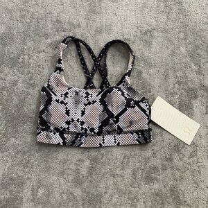 Lululemon Energy Bra Women 2 Ziggy Snake Print Double Strap Sport Athleisure Gym